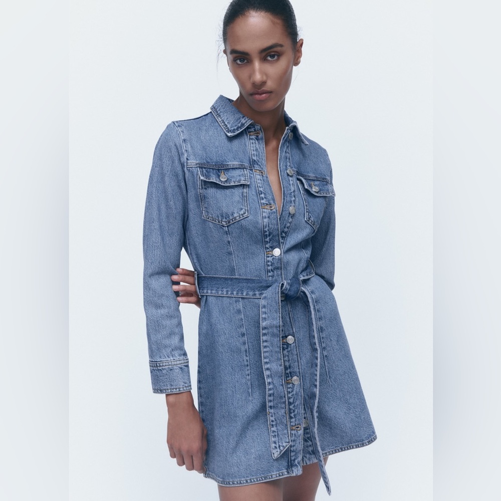 NWT Zara Denim Mini Dress - Picture 4 of 7